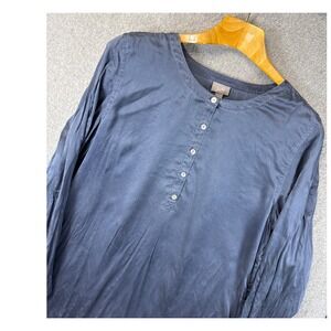 J.‎ Jill Women's Blue 100% Silk Long Sleeve Button Down Tunic Top Blouse Size L